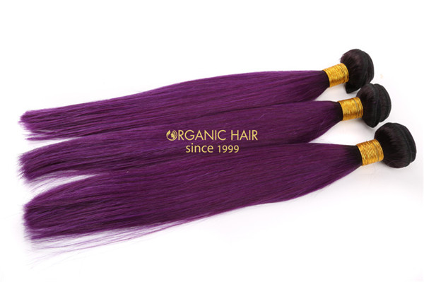 Purple color virgin remy human hair extensions